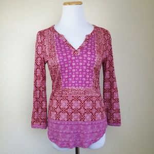 SOLD Lucky Brand Boho Pink Floral Tunic Top! XS